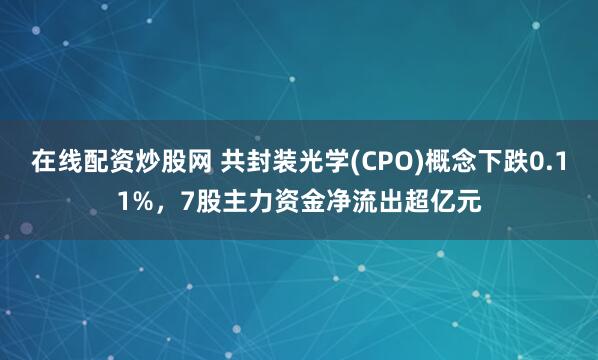 在线配资炒股网 共封装光学(CPO)概念下跌0.11%，7股主力资金净流出超亿元